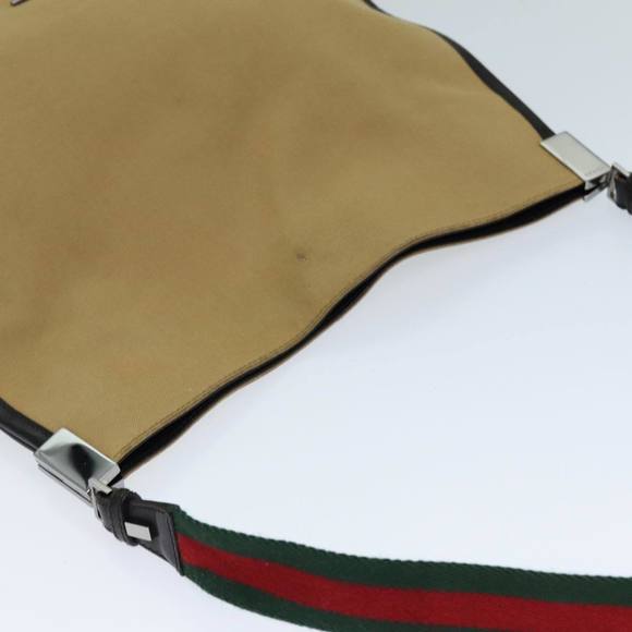 GUCCI Web Sherry Line Shoulder Bag Canvas Beige Green 001 4321 2684 Auth ac2967 - Picture 6 of 16